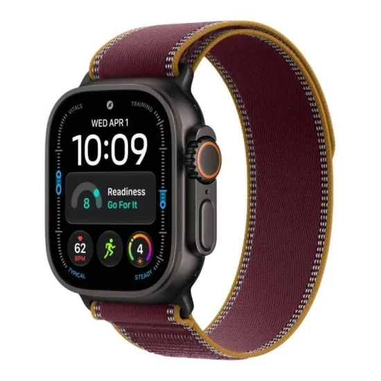 Apple Watch Ultra 4 GPS + Cellular 49mm Black Titanium Case with Burgundy Trail Loop - S/M